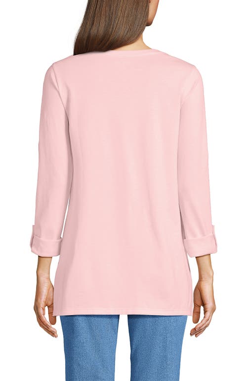 Lands' End Supima Cotton Adjustable 3/4 Sleeve Boatneck Tunic In Pink
