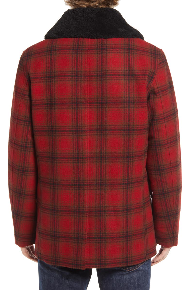 Pendleton Tribeca Genuine Shearling Trim Plaid Coat, Alternate, color,