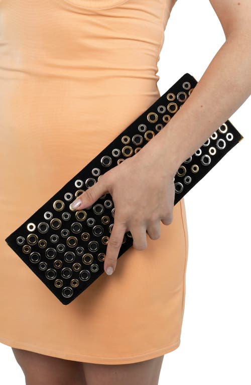 Jeffrey Campbell Suede Clutch In Black-silverold