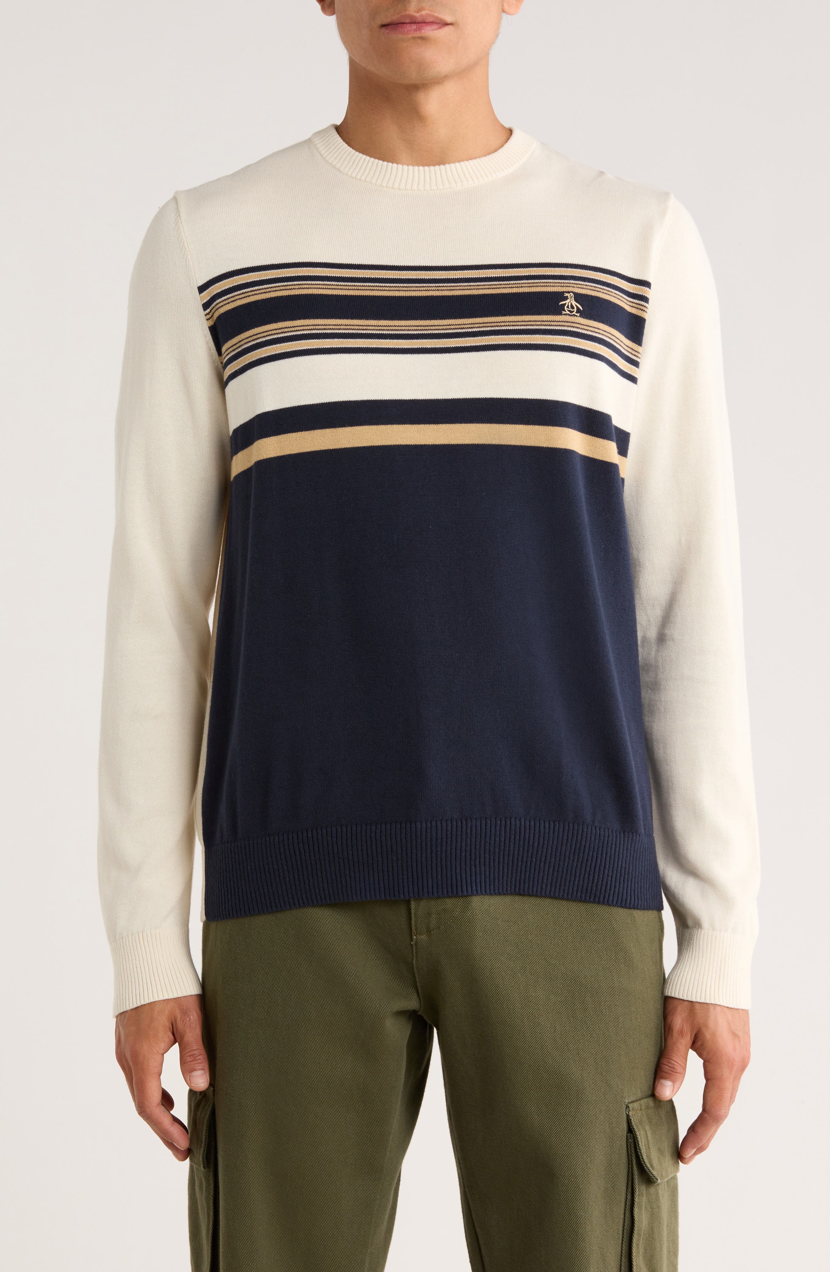 Original Penguin English Chest Stripe Crewneck Sweater