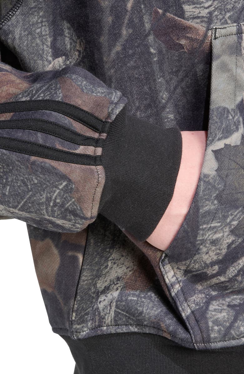 adidas Camo Fleece Zip Hoodie, Alternate, color, Black