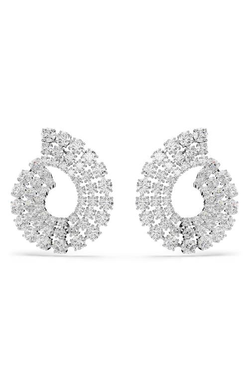Swarovski Matrix Crystal Frontal Hoop Earrings In White