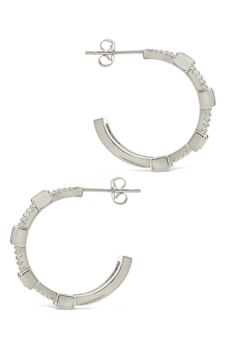 Sterling Forever Neah Cubic Zirconia Hoop Earrings, Alternate, color, Silver