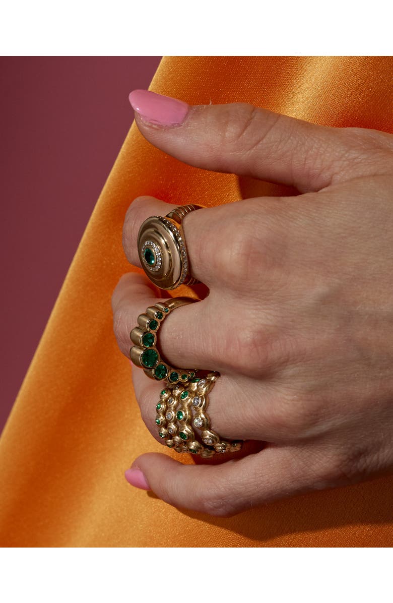 Campbell + Charlotte Evolve Stacking Ring - Large, Alternate, color, Diamond-Gold