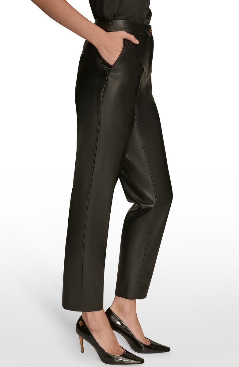 Donna Karan New York Faux Leather Ankle Slim Fit Pants, Alternate, color, Black