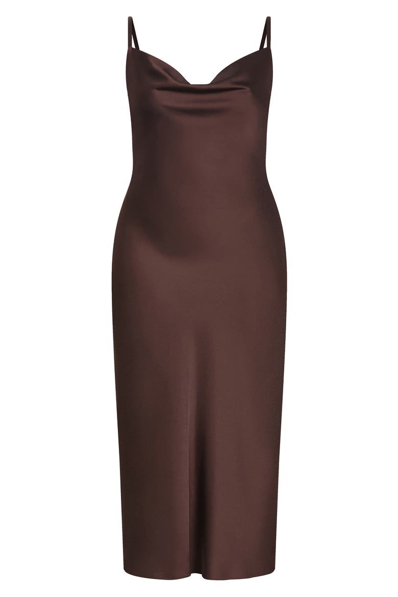 Cowl Neck Satin Slipdress, Alternate, color, TRUFFLE