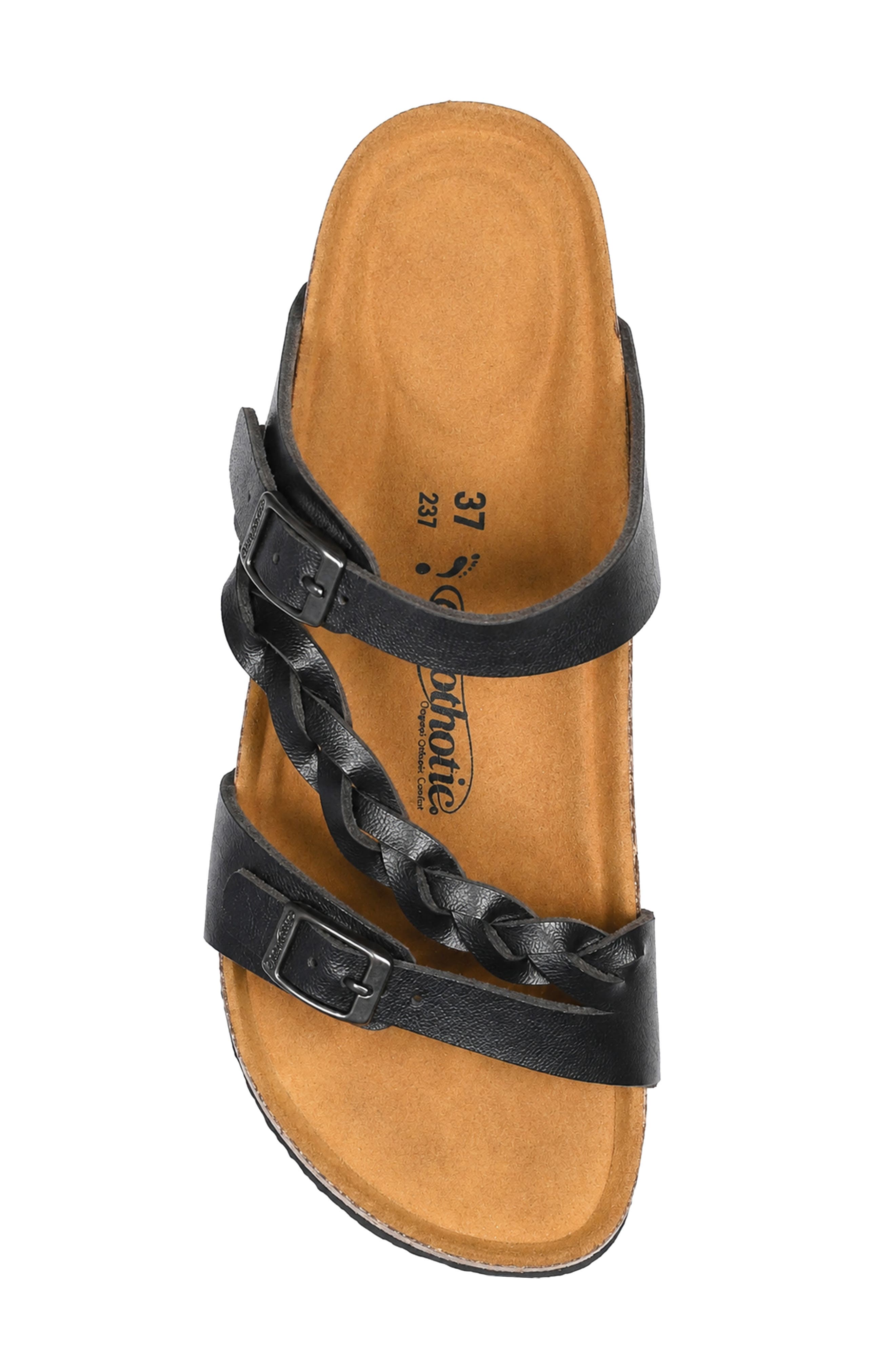 Viking Faux Leather Slide Sandal, Alternate, color, BLACK