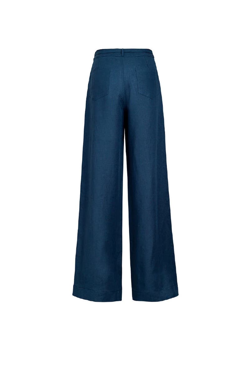 Sacred Sun Navy Wide Leg Zenda Linen Pant, Alternate, color, Navy Blue