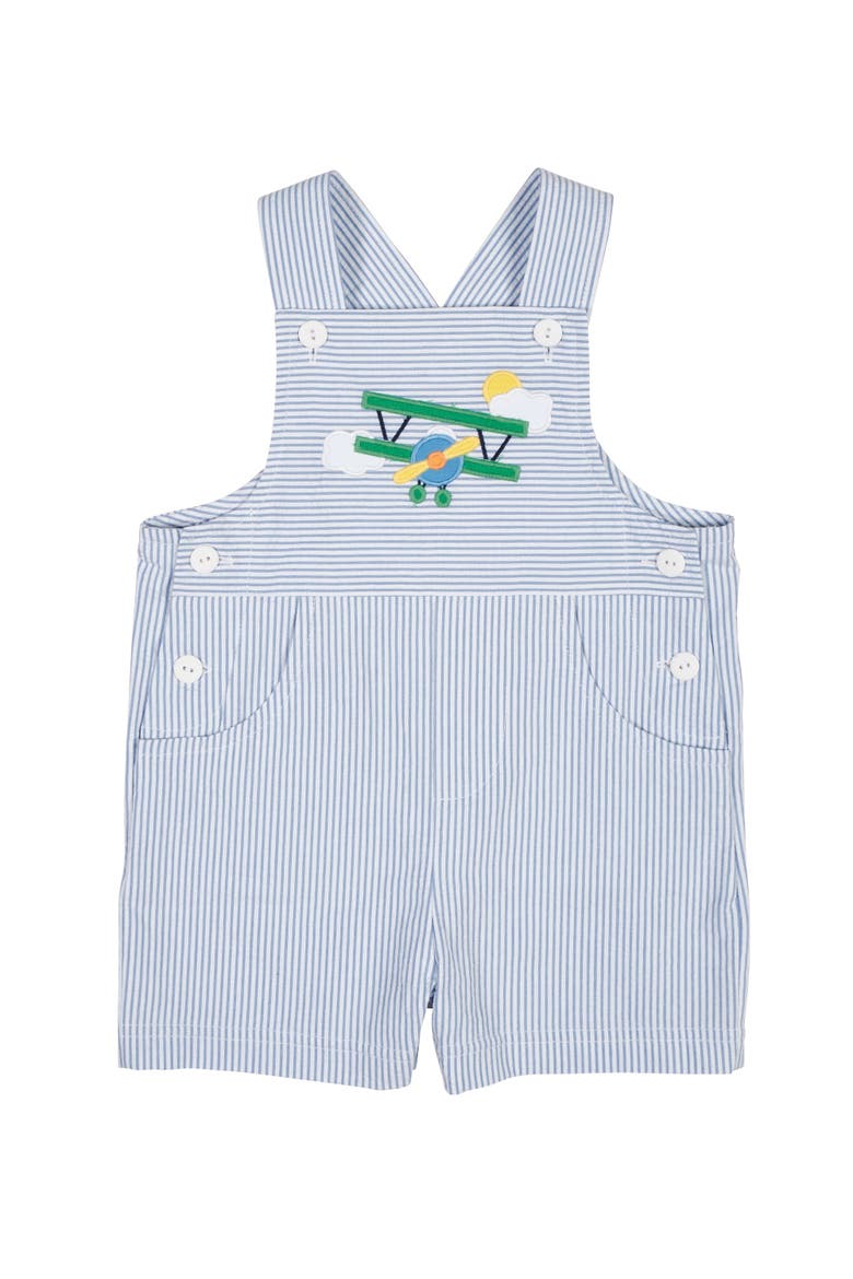 Seersucker Shortall With Airplane, Main, color, Blue/White