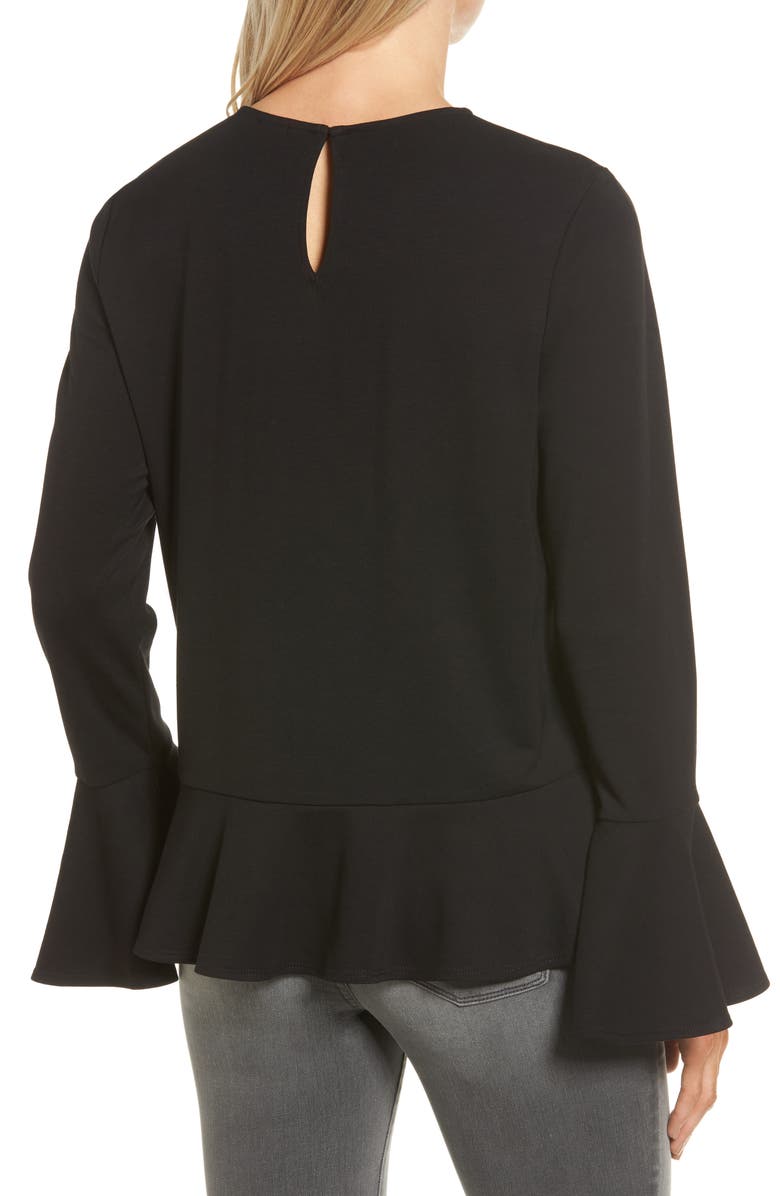 GIBSONLOOK Gibson Ruffle Hem Bell Sleeve Top, Alternate, color,