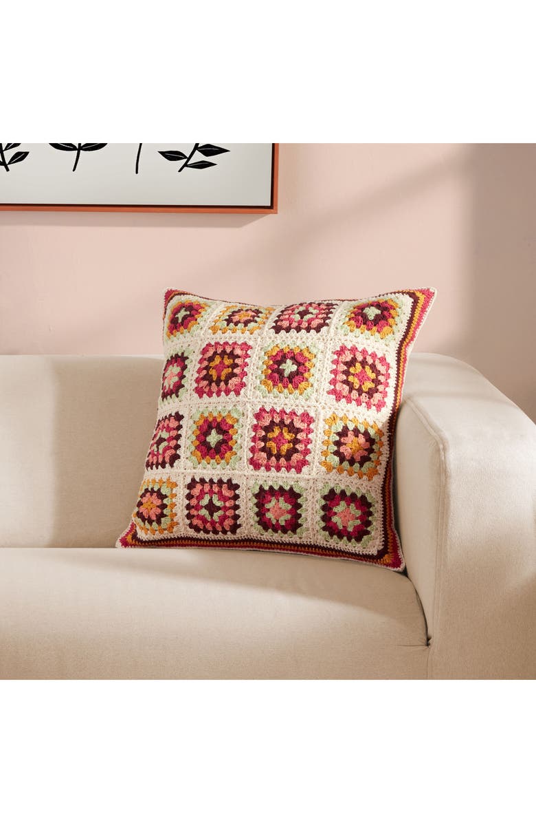 ROSELLI TRADING COMPANY Cozy Corner Crochet Throw Pillow, Alternate, color, Beige Multi