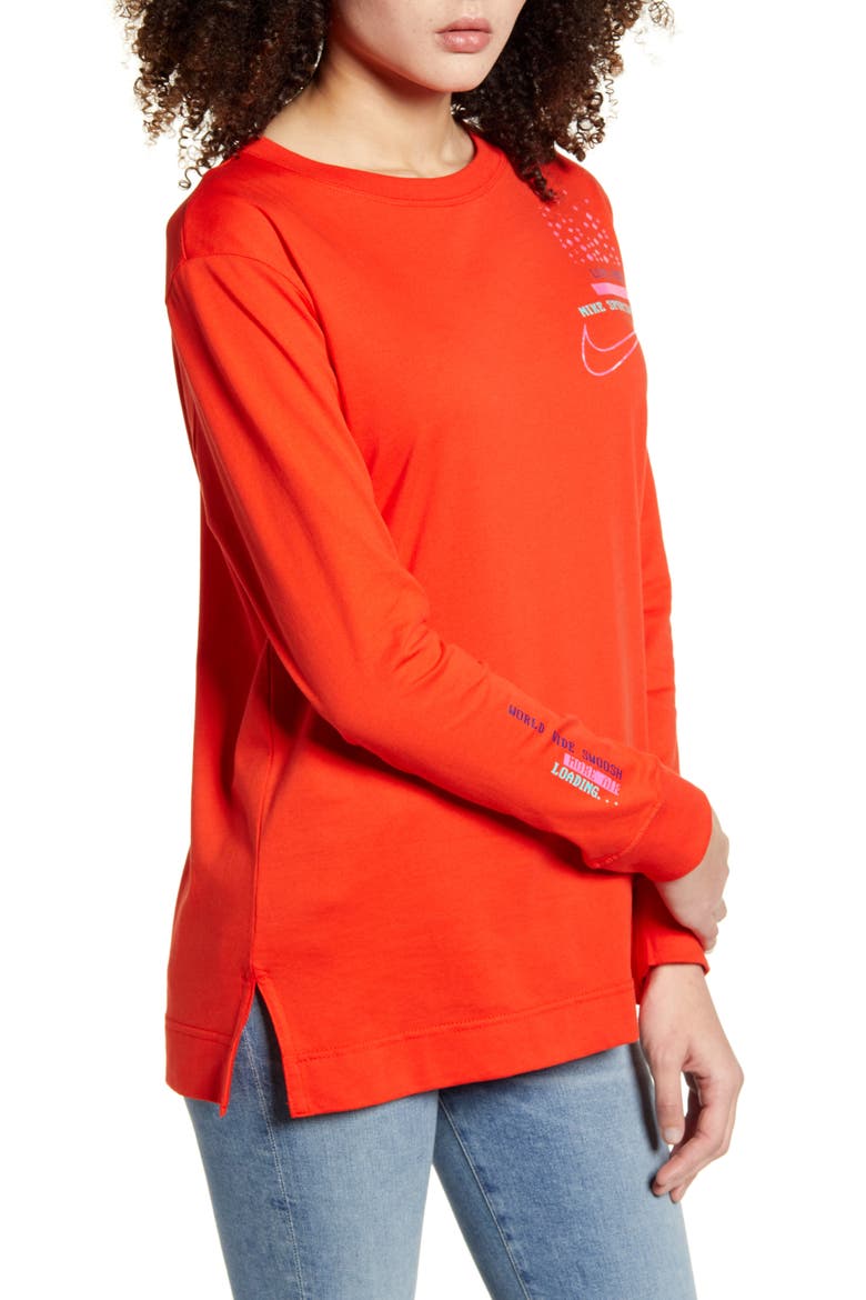 Live Free Logo Graphic Long Sleeve Cotton Tee, Alternate, color, HABANERO RED