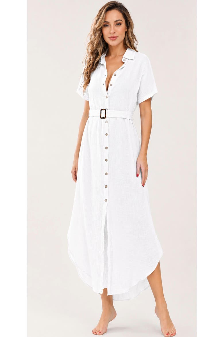 Lightweight Swim Cover-Up Maxi Dress, Main, color, White