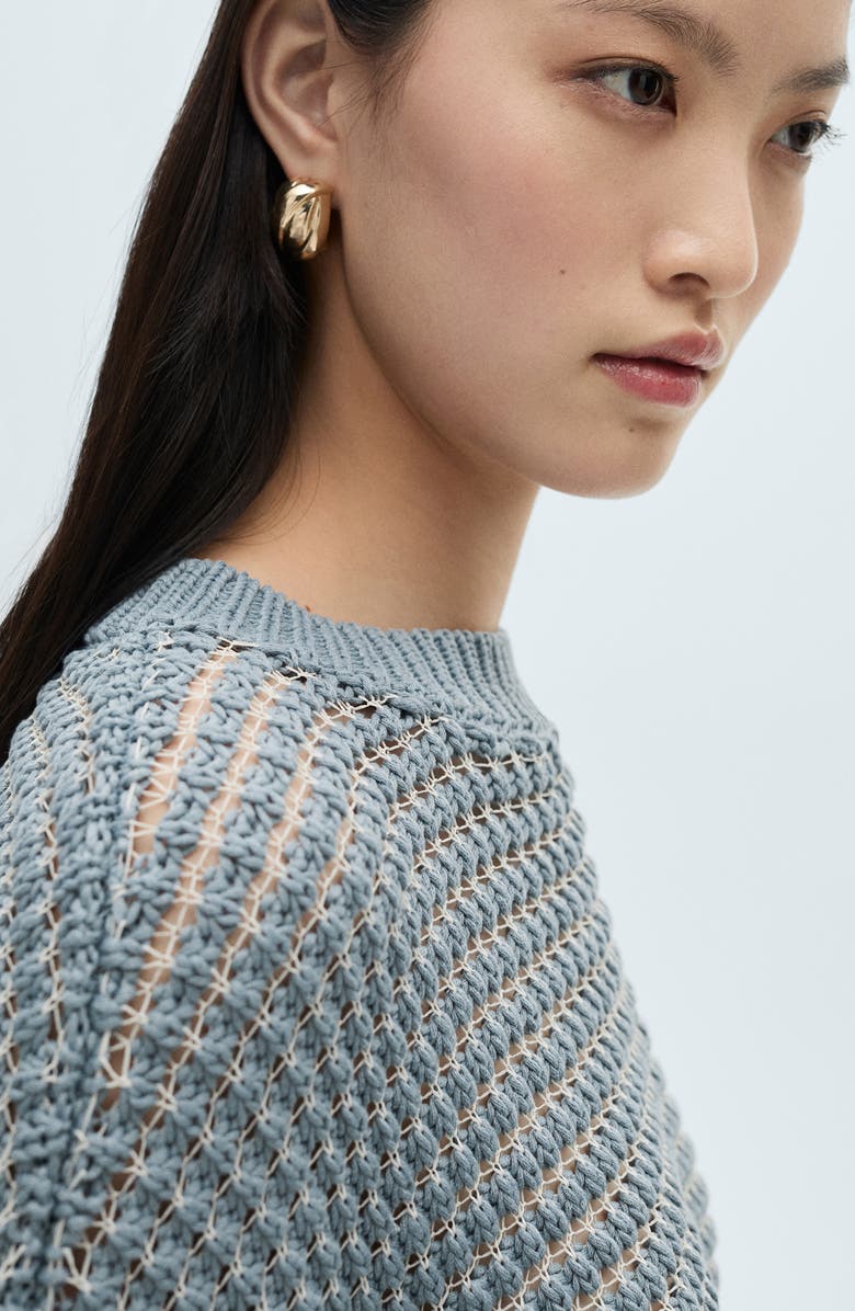 MANGO Oversize Openwork Cotton Blend Sweater, Alternate, color, 