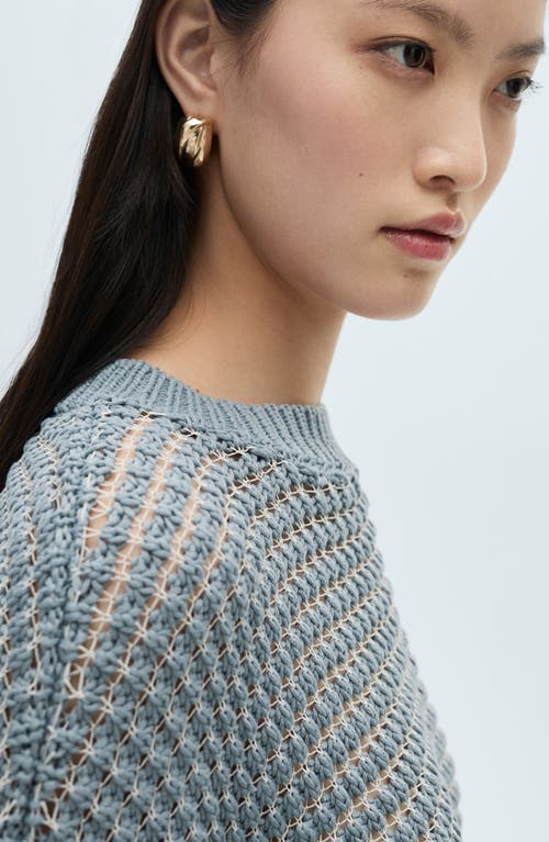 Mango Women's Oversized Openwork Knit Sweater In Sky Blue