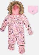 Deux par Deux Play Mini Flower Faux Fur Hood Car Seat One Piece Snowsuit