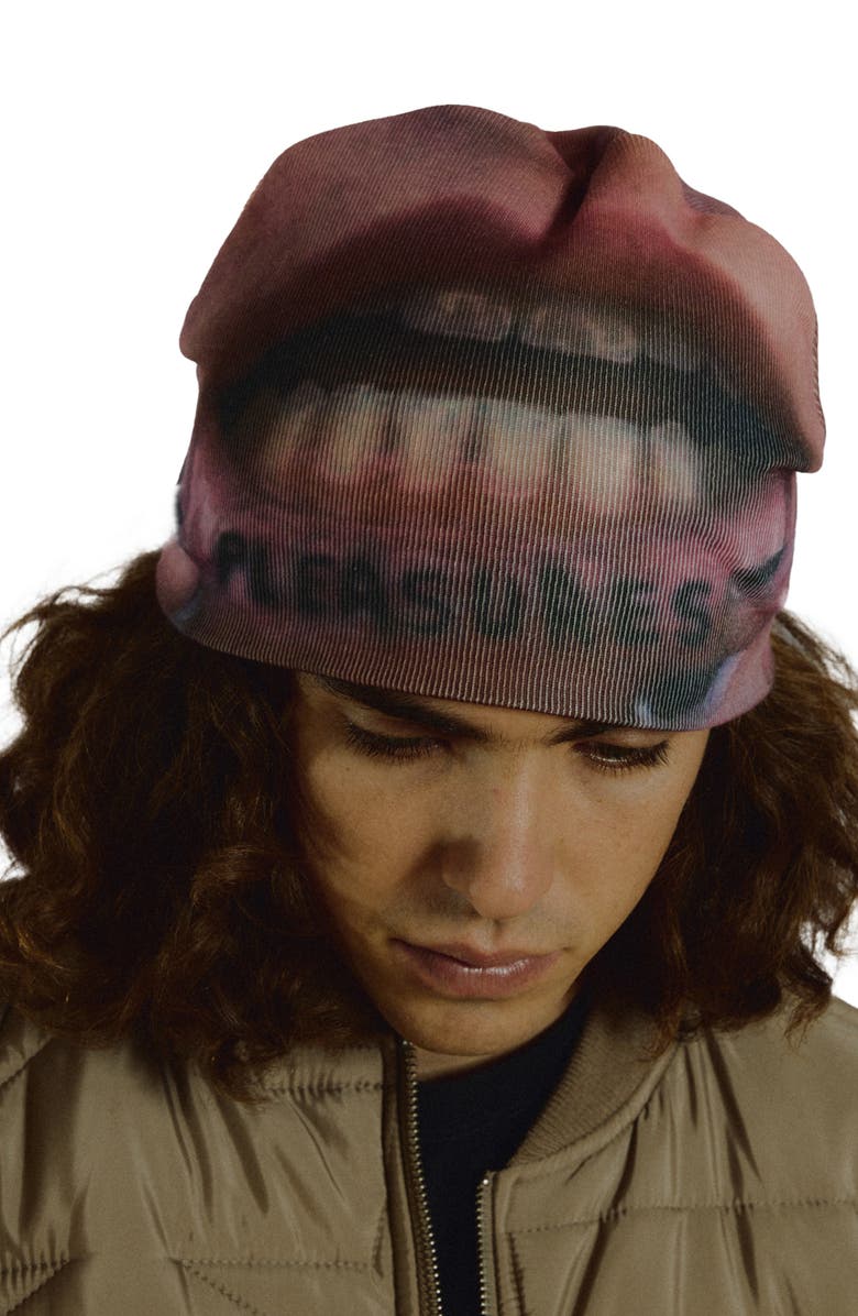 PLEASURES Tattoo Skully Beanie, Alternate, color,