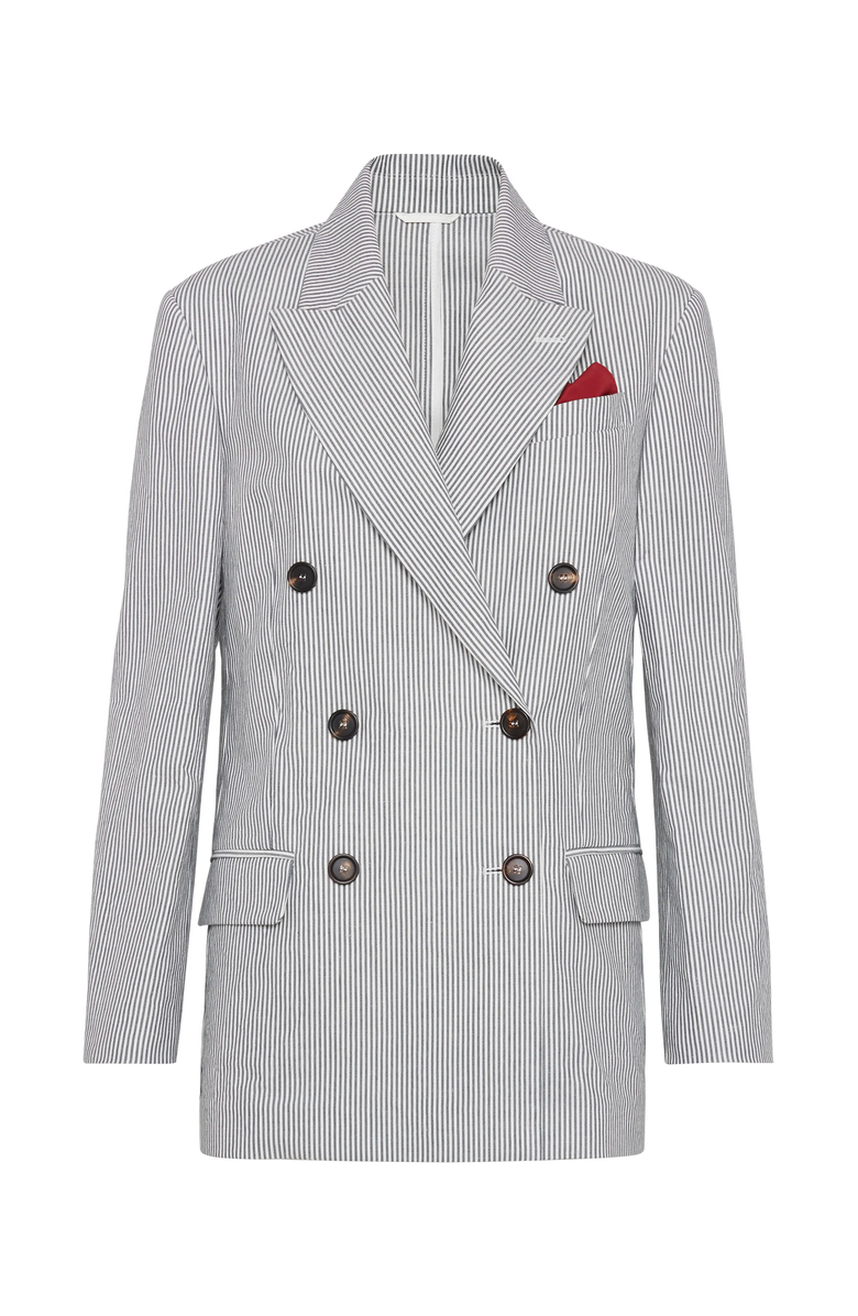 Brunello Cucinelli Striped twill blazer, Main, color, 