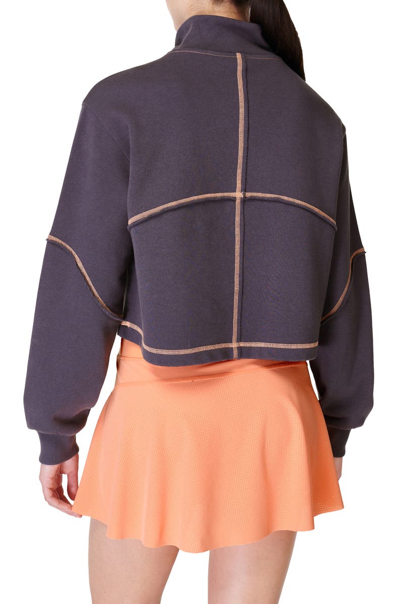 Sweaty Betty Revive Half Zip Crop Sweatshirt, Alternate, color, Urban Grey