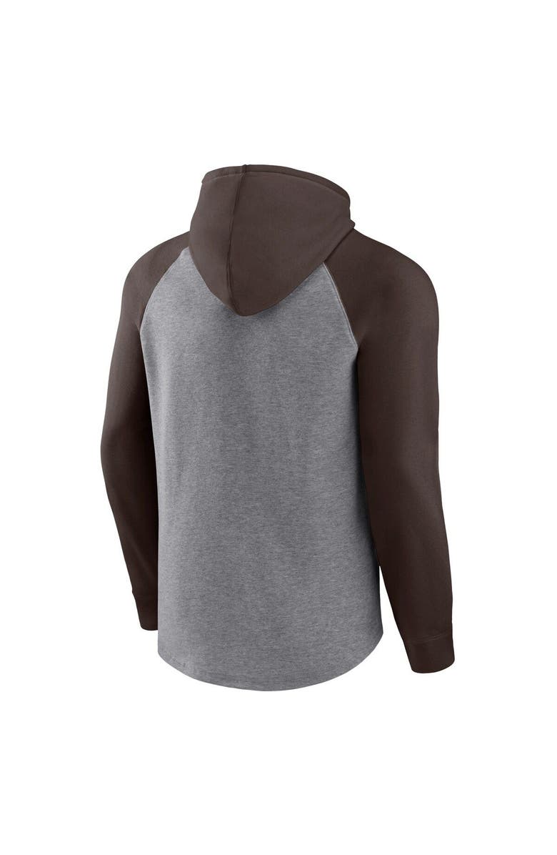 FANATICS Men's Fanatics Heathered Gray/Brown Cleveland Browns By Design Raglan Pullover Hoodie, Alternate, color, Heather Gray