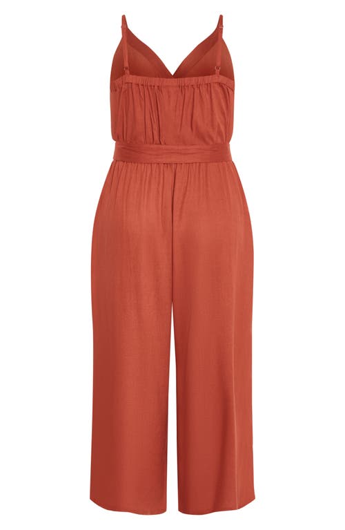 City Chic Lina Belted Jumpsuit In Red