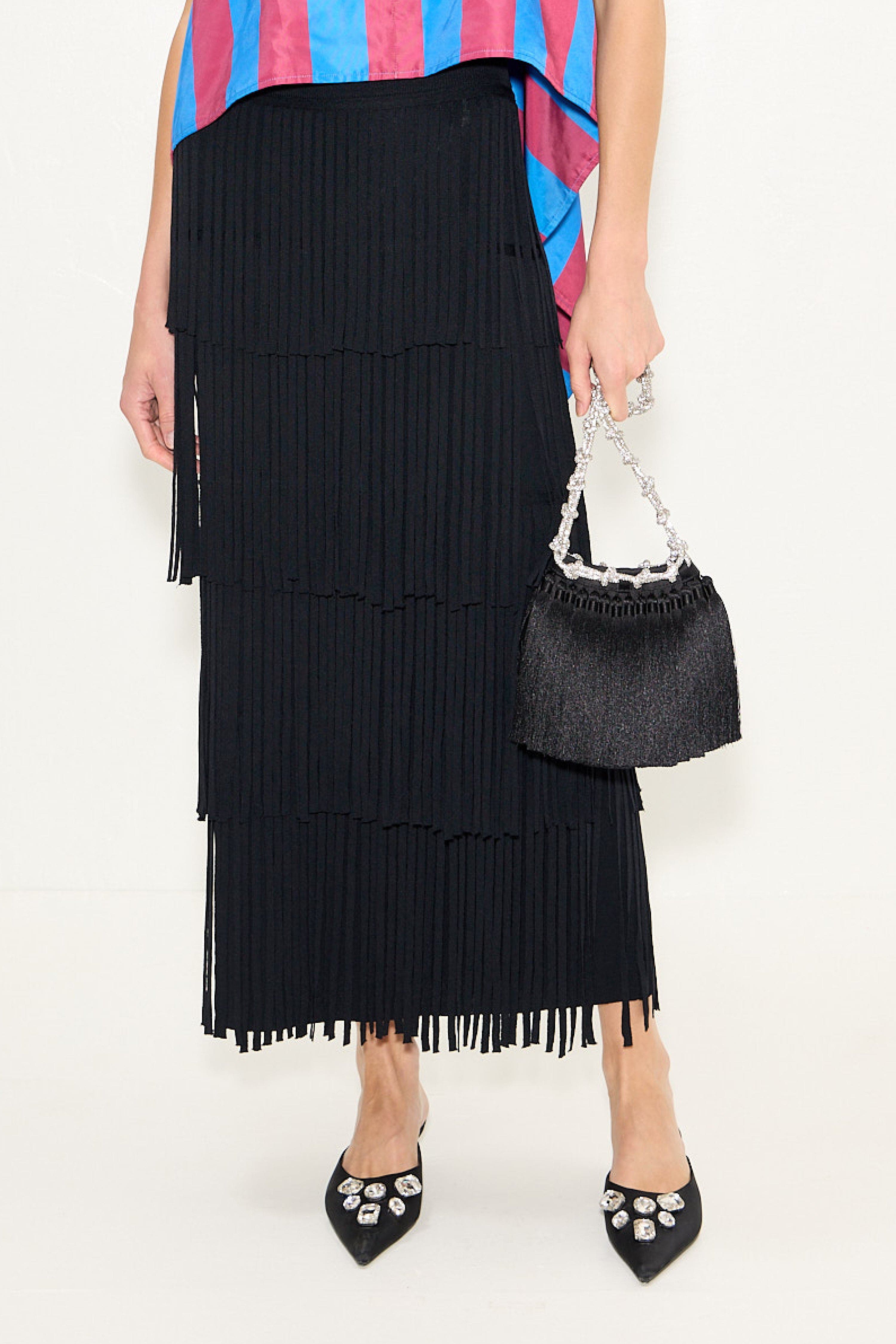 Tassel Evening Knotty Bag, Alternate, color, Black
