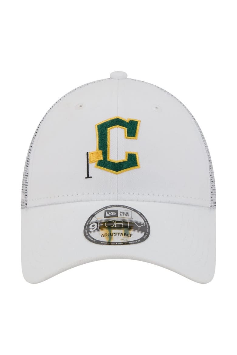 Men's New Era  White Cleveland Guardians Flag 9FORTY Trucker Adjustable Hat, Alternate, color, White