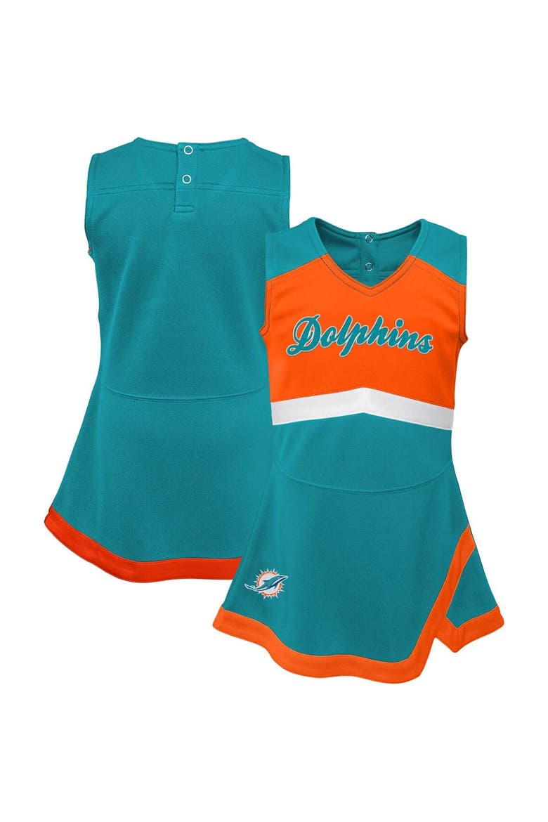 Girls Infant Aqua Miami Dolphins Cheer Captain Jumper Dress, Main, color, Aqua