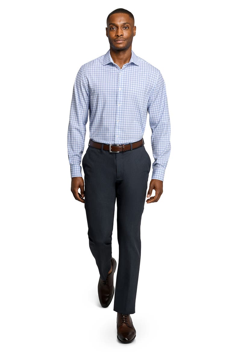 Slim Fit Blue Check Performance Dress Shirt, Alternate, color, WHITE/ BLUE