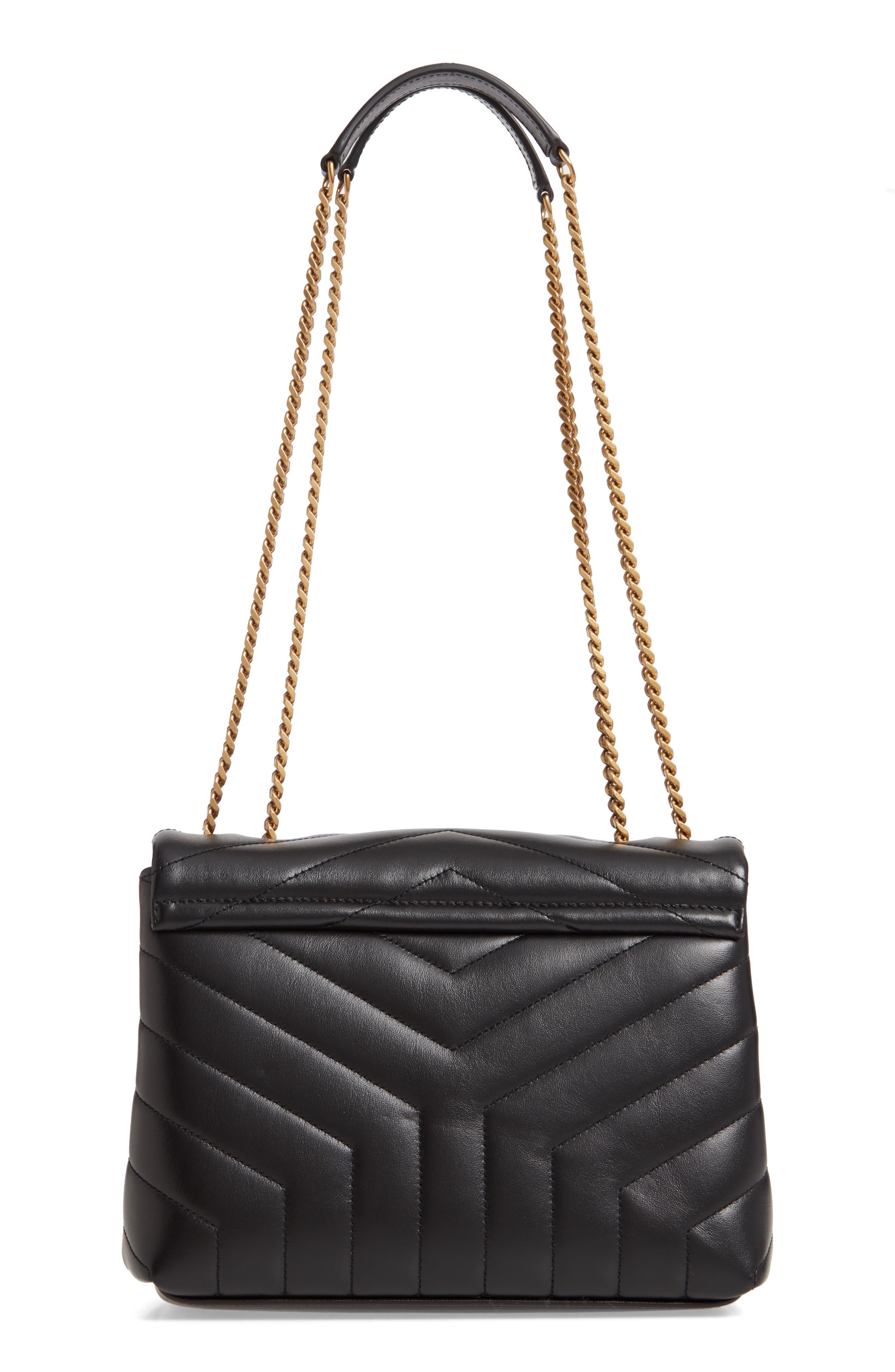 Small Loulou Chain Leather Shoulder Bag, Alternate, color, NOIR