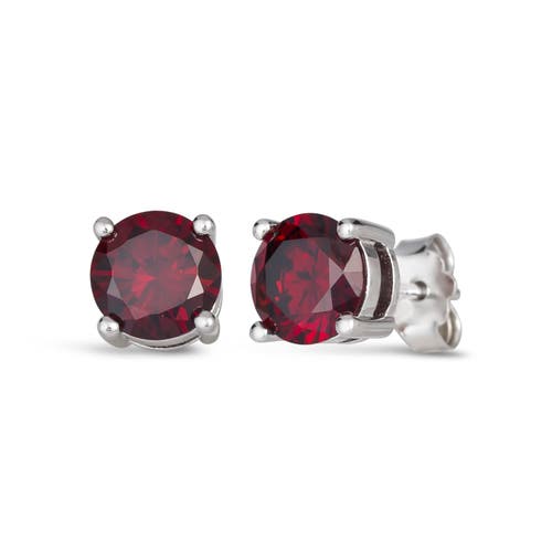 Anna Zuckerman Rainbow Gem Studs In Red Garnet