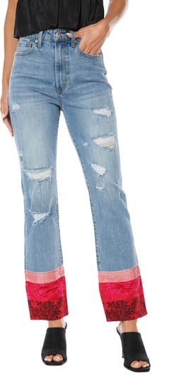 Floral Print Straight Leg Jeans