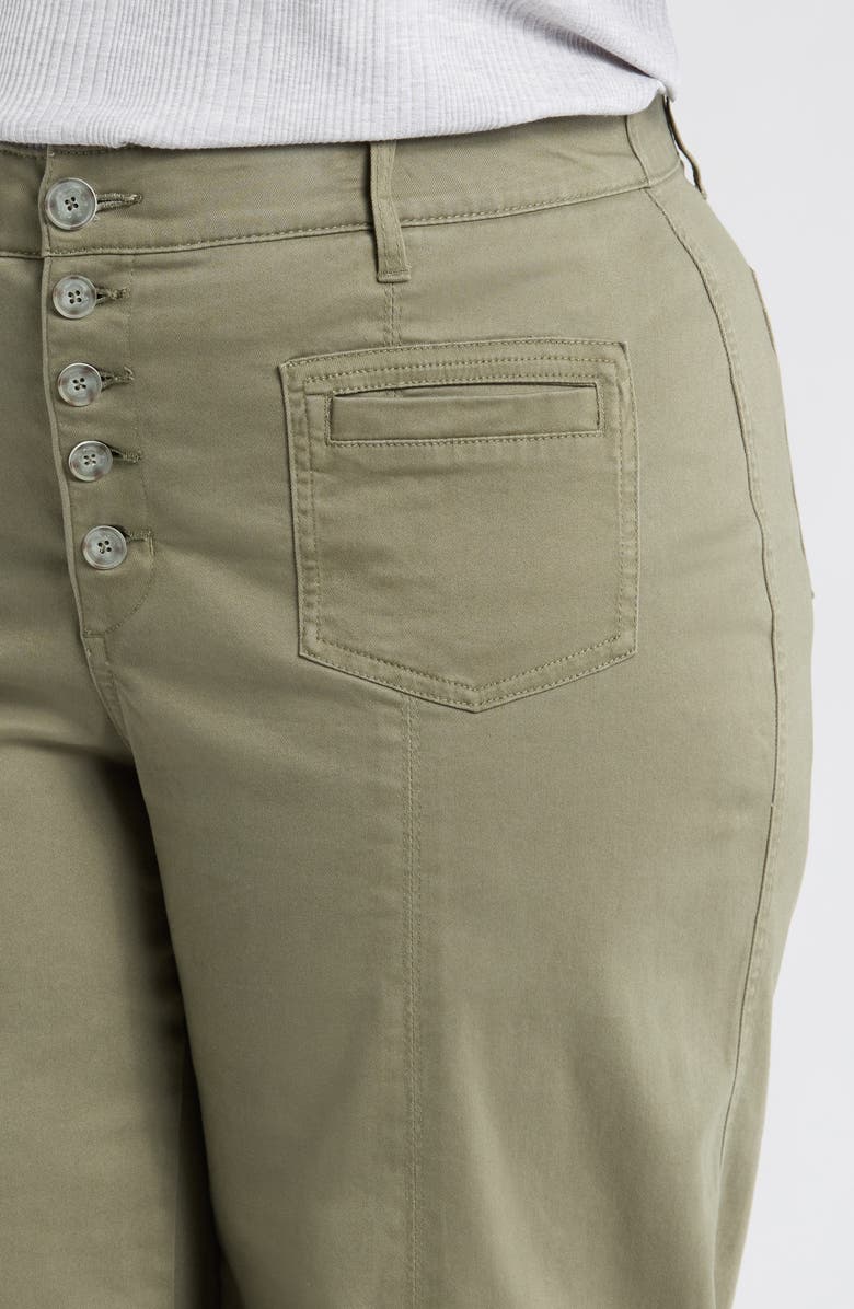 Wit & Wisdom 'Ab'Solution Skyrise Exposed Button Wide Leg Twill Pants, Alternate, color, Lily Pad