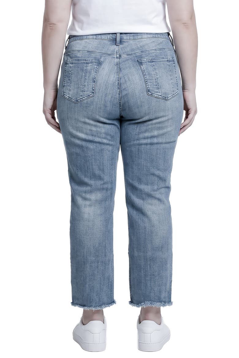 Distressed Straight Leg Boyfriend Jeans, Alternate, color, BLUE FRAYED