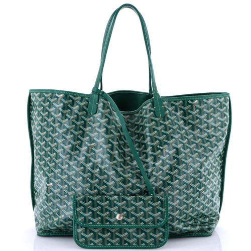 Pre-owned Goyard  Goyard Anjou Reversible Tote Coated Canvas Gm In Green
