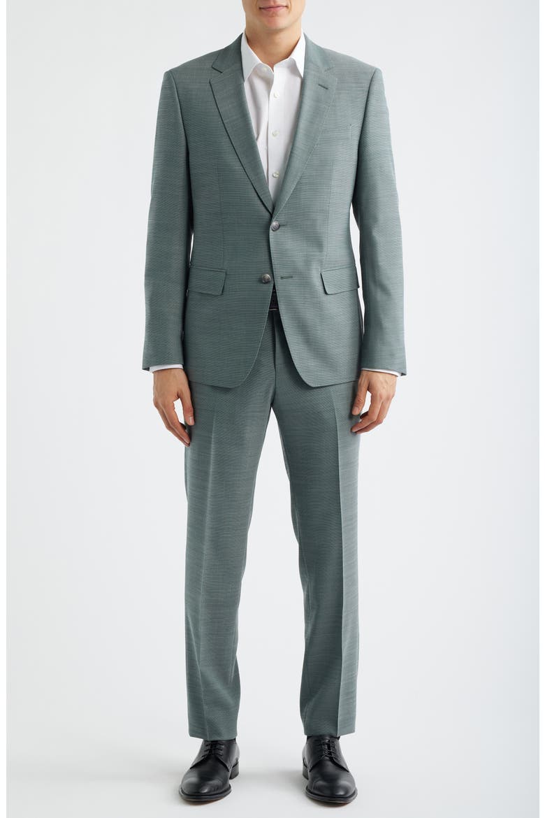 Huge Slim Fit Slub Mélange Suit, Main, color, OPEN GREEN