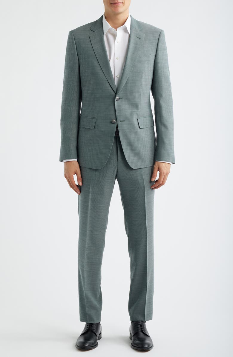 BOSS Huge Slim Fit Slub Mélange Suit, Main, color, Open Green