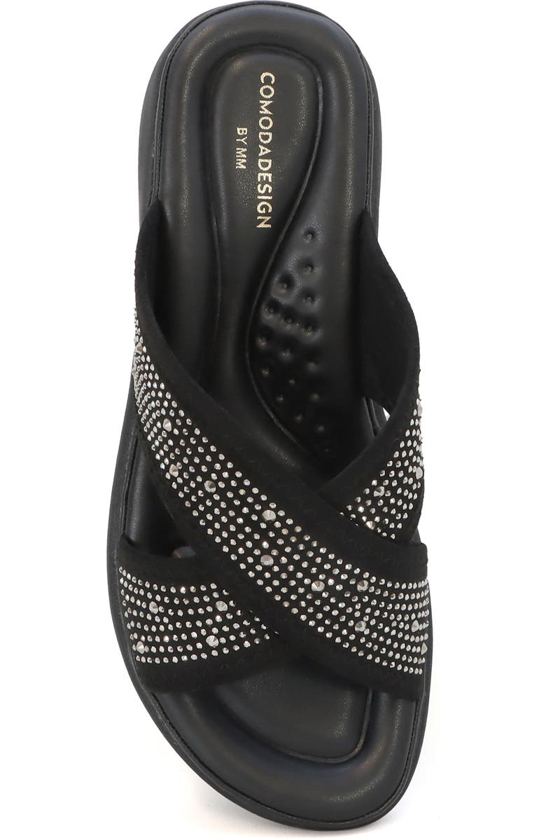 COMODA DESIGNS Nomi Rhinestone Embellished Slide Sandal, Alternate, color, Black