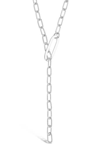 Sterling Forever Rhodium Plated Chain Link Lariat Necklace