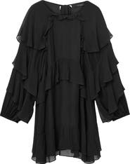 AllSaints Lissie Long Sleeve Ruffle Minidress