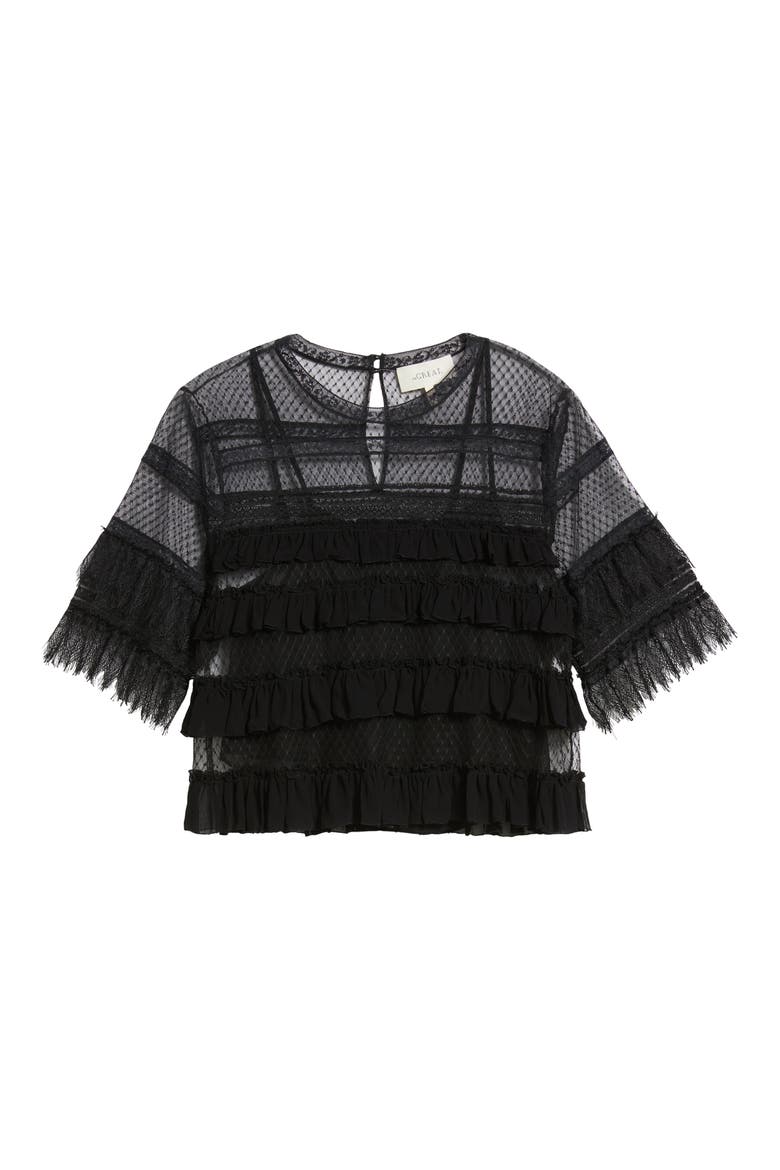 Winter Lace & Mesh Top, Alternate, color, BLACK
