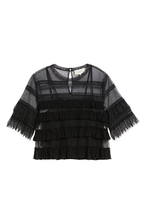 The Great . Winter Lace & Mesh Top In Black