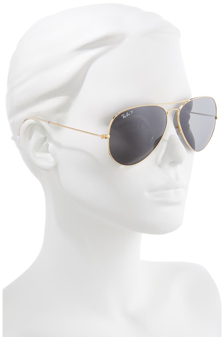 Original 62mm Oversize Polarized Aviator Sunglasses, Alternate, color, GOLD/ BLACK