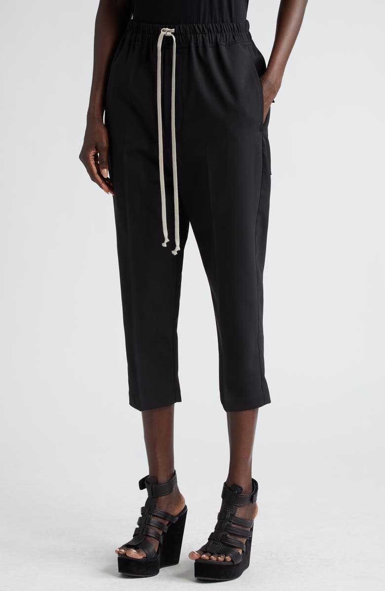 Rick Owens Crop Stretch Wool Pants, Alternate, color,