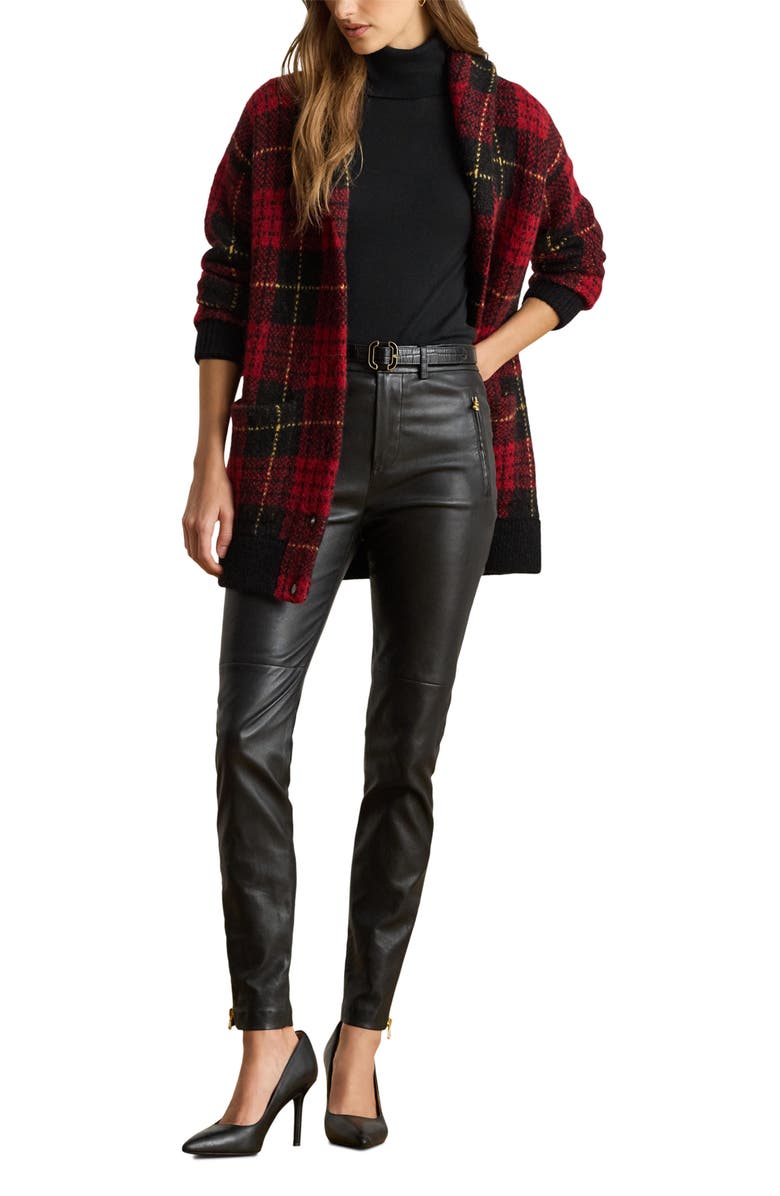 Lauren Ralph Lauren Belted High Waist Leather Ankle Slim Pants, Alternate, color,