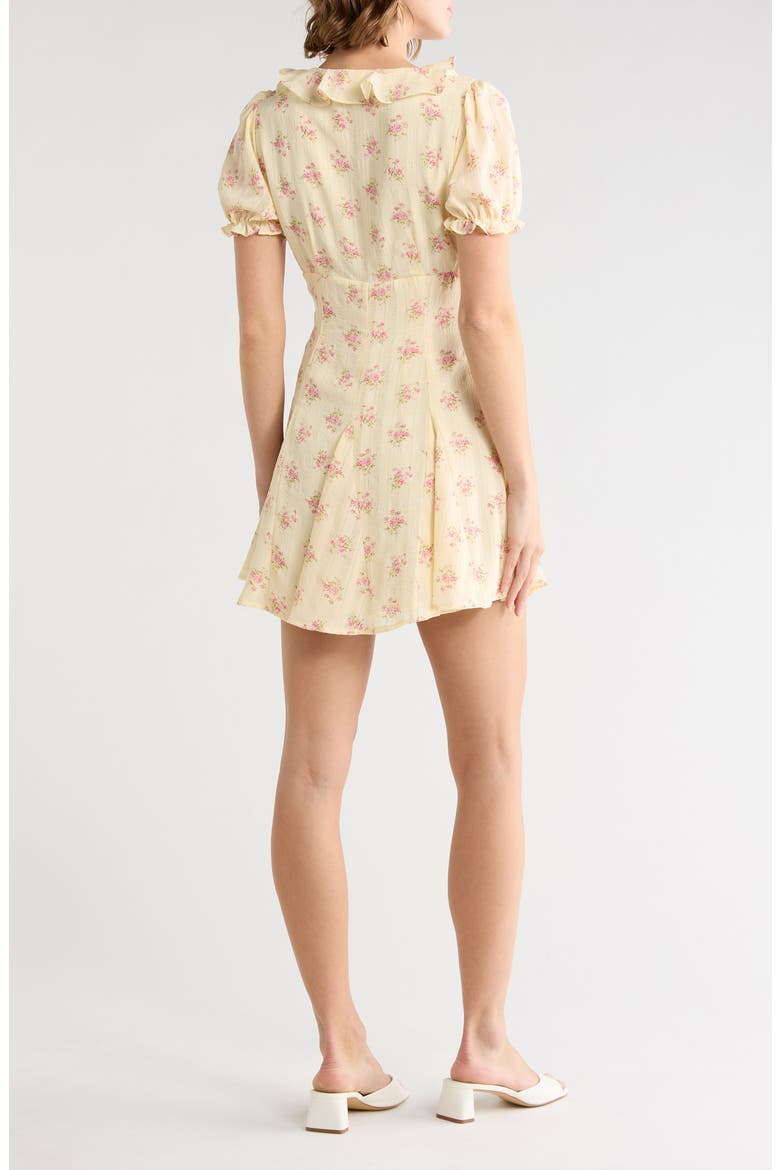 Ruffled Puff Sleeve Fit and Flare Minidress, Alternate, color, LIGHT YELLOW PINK