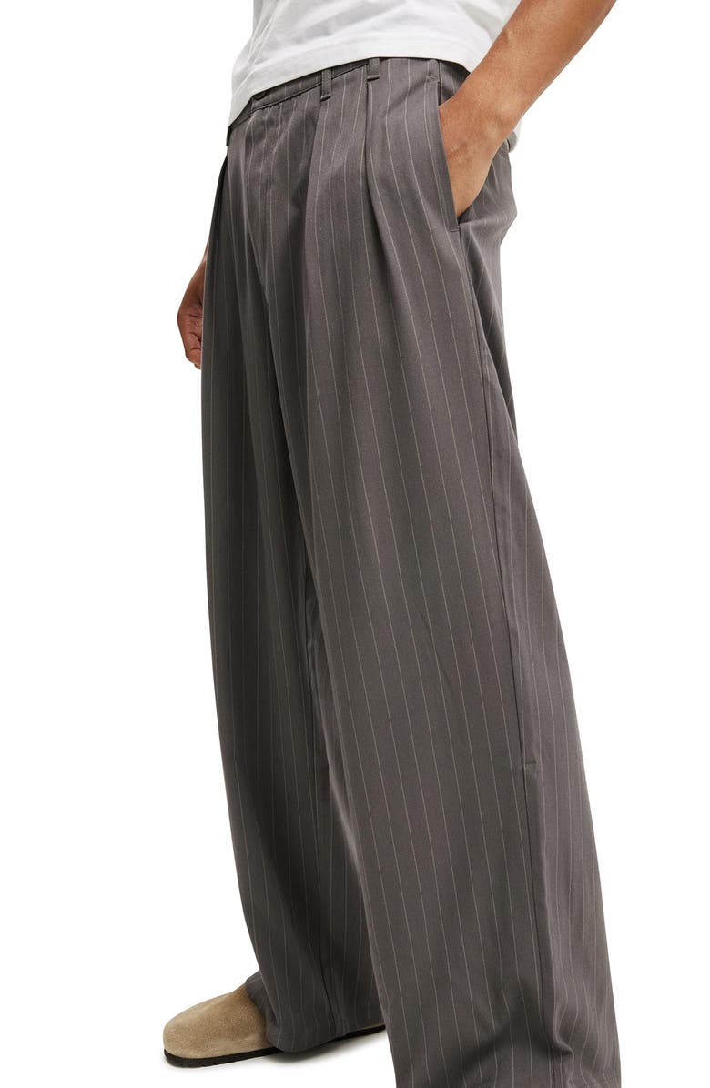 Cotton On Men's Super Baggy Pleated Pant, Alternate, color, Charcoal Pinstripe