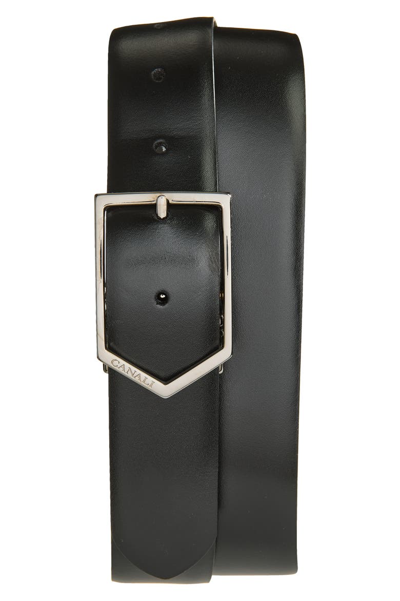 Leather Belt, Main, color, BLACK