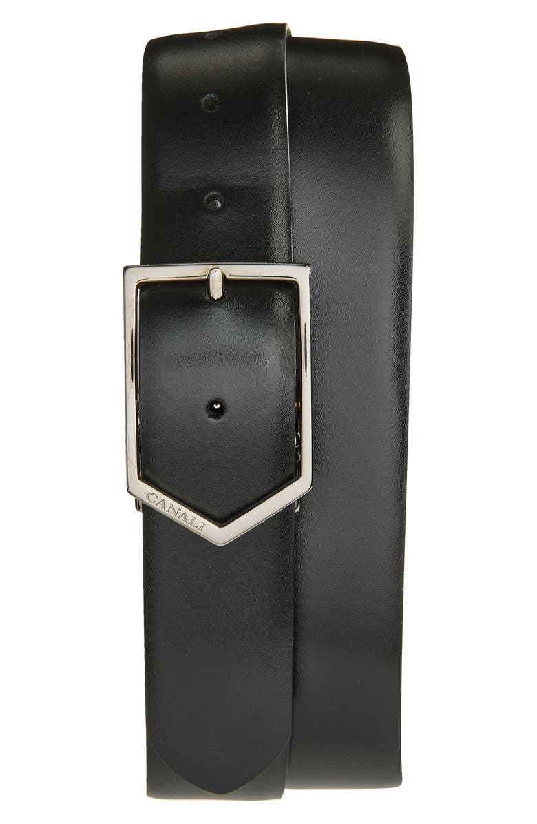 Canali Leather Belt, Main, color, Black