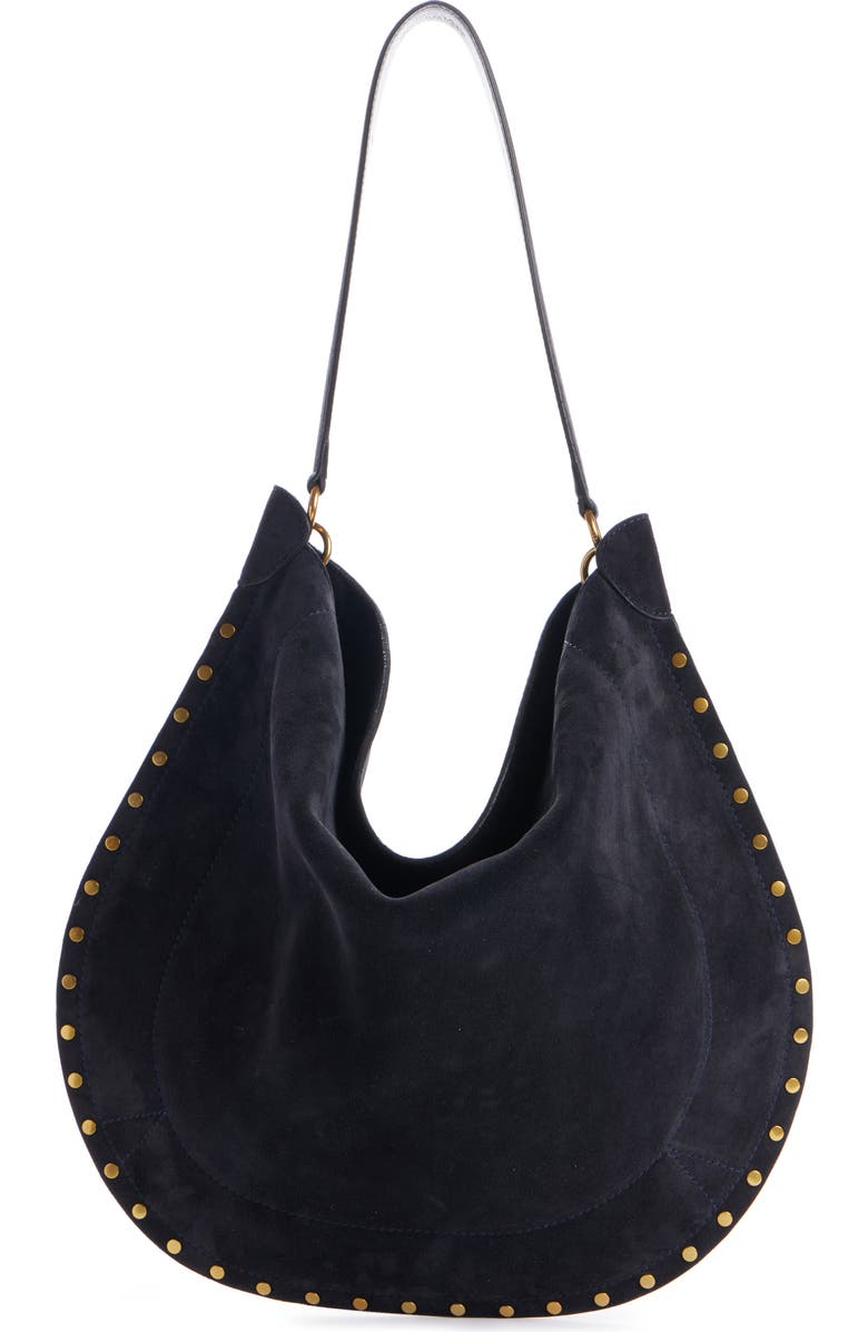 Isabel Marant Oskan Suede Hobo Bag, Alternate, color, Black Midnight